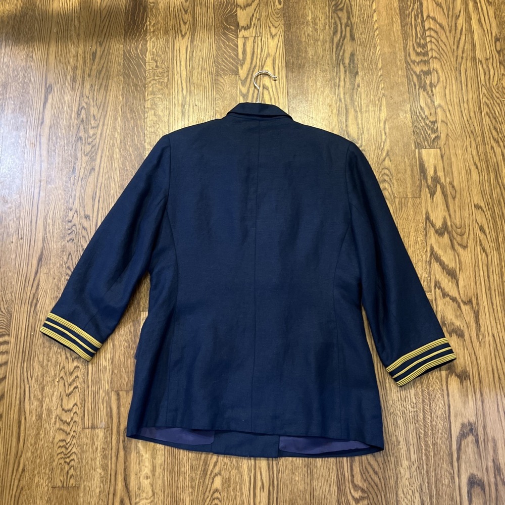 VTG Brooks Brothers Double Breasted Linen Nautical Blue Blazer Size 10 - Picture 5 of 11